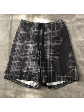 Dc Comics Batman grey and black plaid swim trunk boys size small